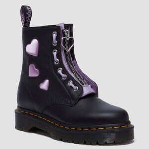 Dr. Martens 1460 Boot 8W Zip Heart Satin Black Lavender